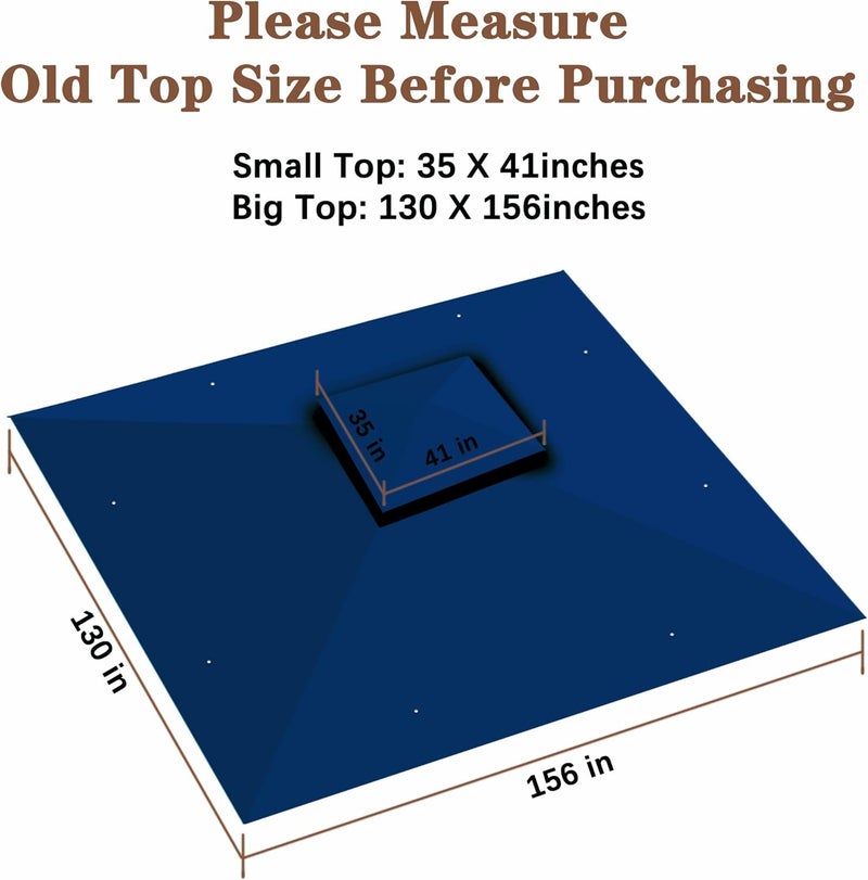 SCOCANOPY Replacement Gazebo Canopy for 10 x 12 Regency II Patio Gazebo Model L-GZ798PST,A101004104,A101004105,(Navy Blue) - Image 4